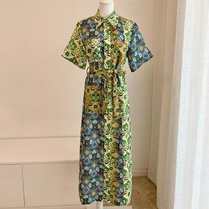 ALÉMAIS linen color-blocked shirt dress